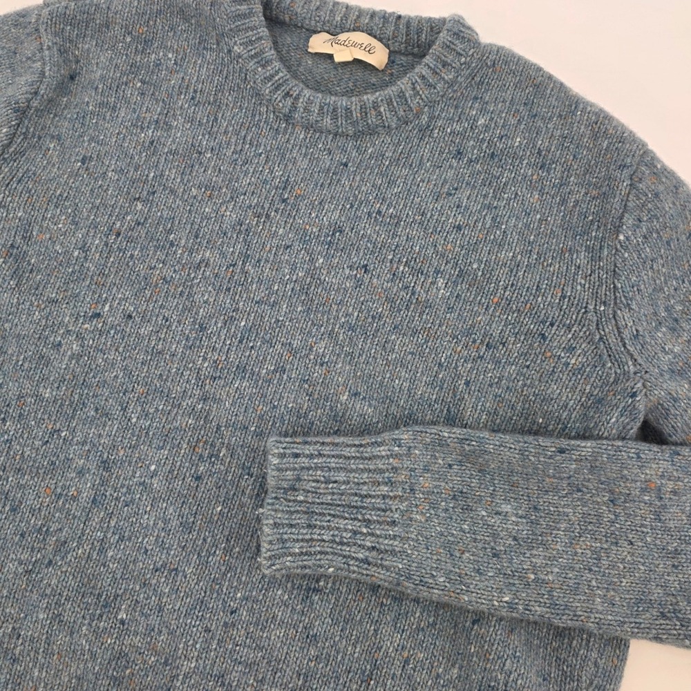 MADEWELL DONEGAL CREWNECK SWEATER MENS MEDIUM SEA MIST HEATHER WOOL ALPACA BLEND